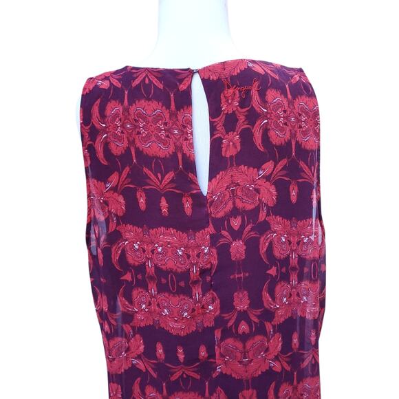 Desigual Red Floral Mini Dress Sleeveless Keyhole Layered Lined Monique 44 NWT - Picture 10 of 15